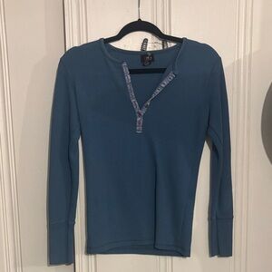 Blue Long Sleeve Henley Top